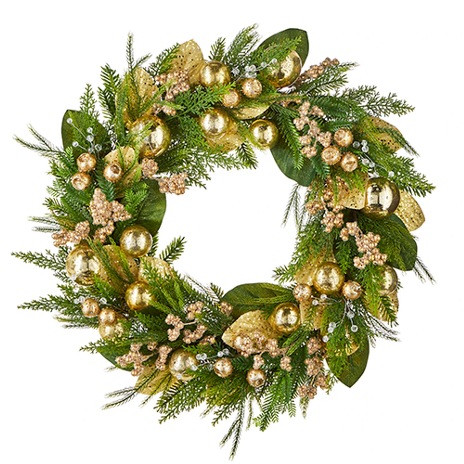 Raz 28" Evergreen And Gold Christmas Wreath W4202352 4 Raz 28" Evergreen And Gold Christmas Wreath W4202352 - Image 2