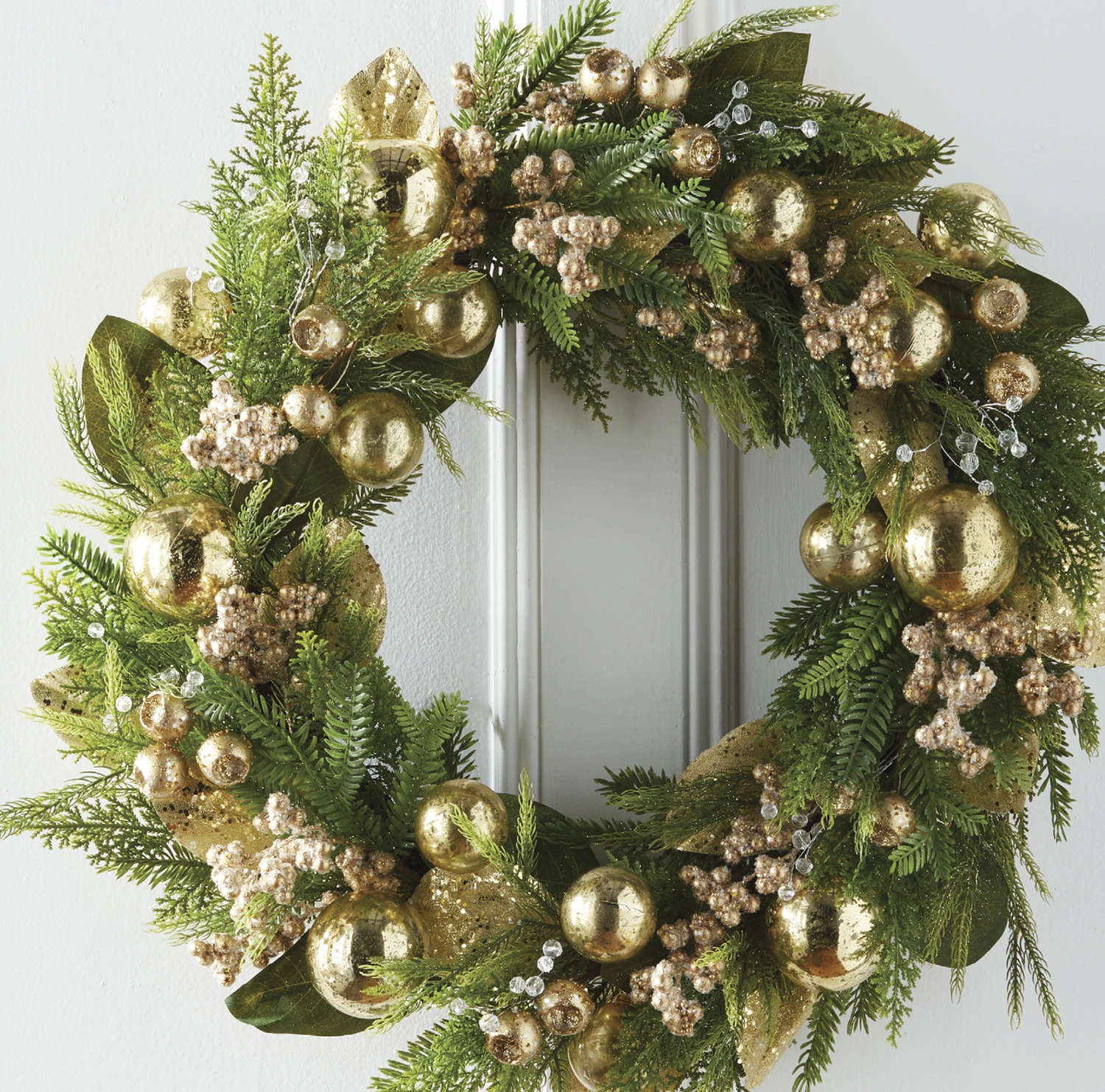 Raz 28" Evergreen And Gold Christmas Wreath W4202352 3 Raz 28" Evergreen And Gold Christmas Wreath W4202352