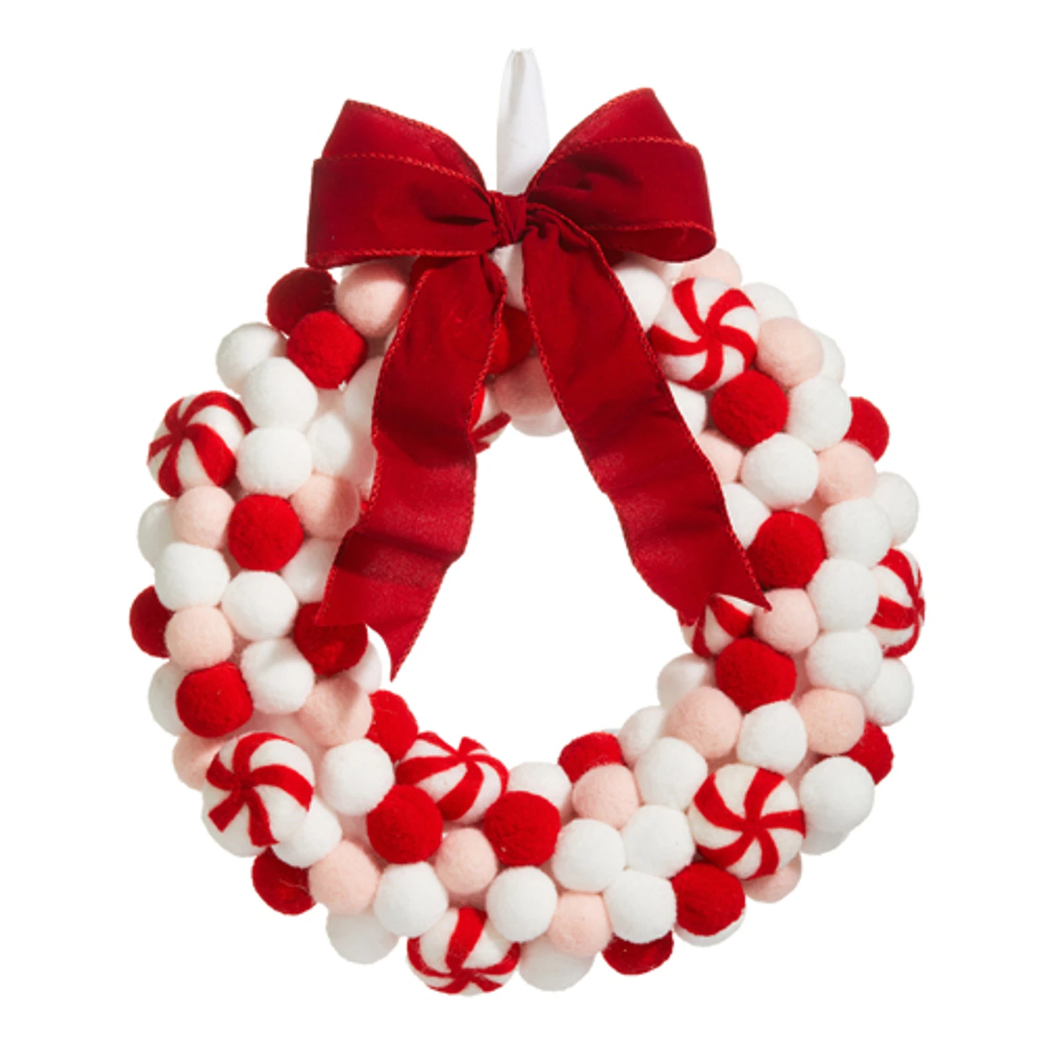 Raz 13" Felt Peppermint Pink Christmas Wreath W4316416 4 Raz 13" Felt Peppermint Pink Christmas Wreath W4316416 - Image 2