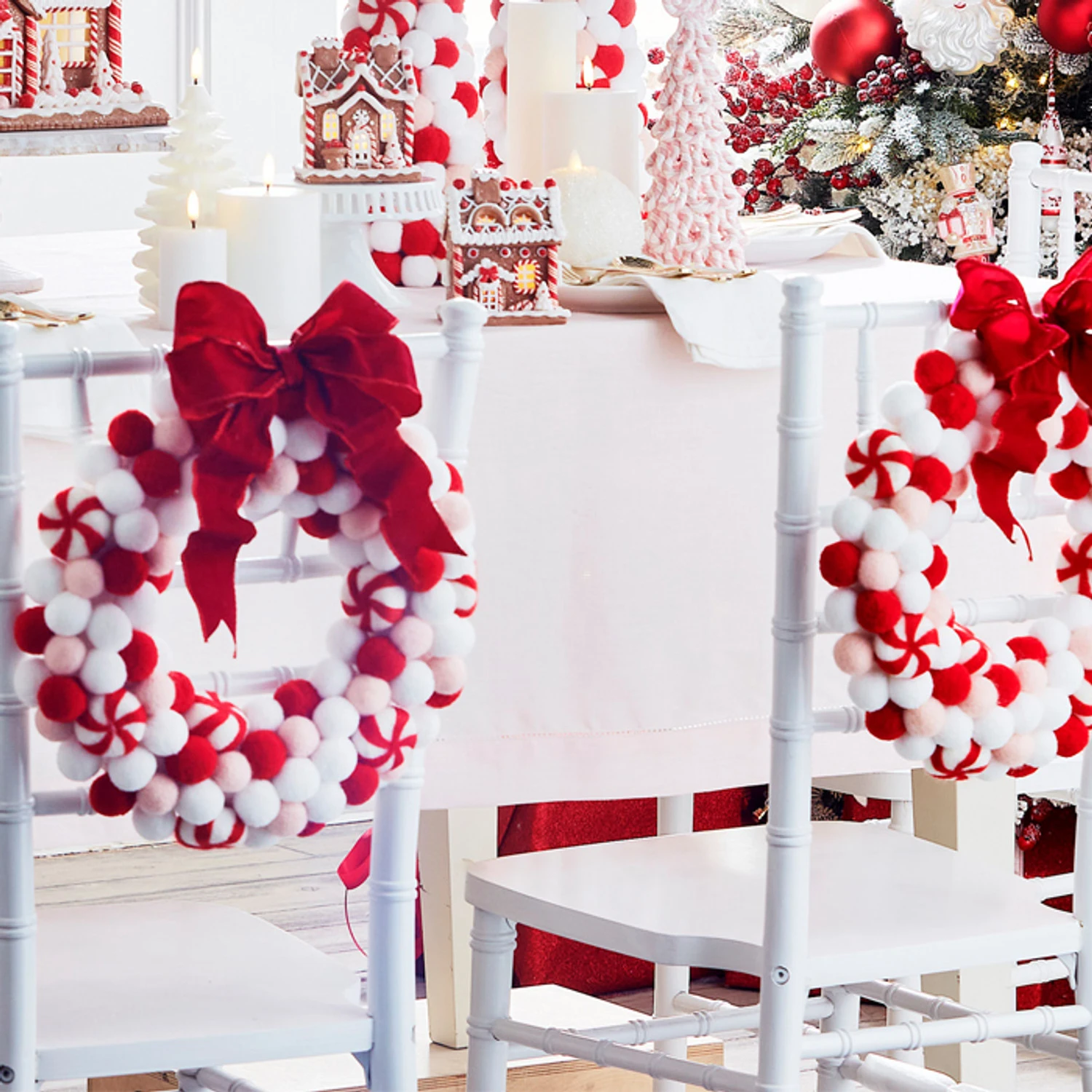 Raz 13" Felt Peppermint Pink Christmas Wreath W4316416 3 Raz 13" Felt Peppermint Pink Christmas Wreath W4316416