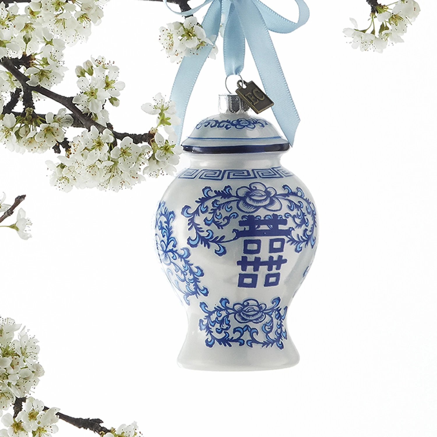 Raz Eric Cortina 4" Delft Ginger Jar Glass Christmas Ornament 3953034 3 Raz Eric Cortina 4" Delft Ginger Jar Glass Christmas Ornament 3953034