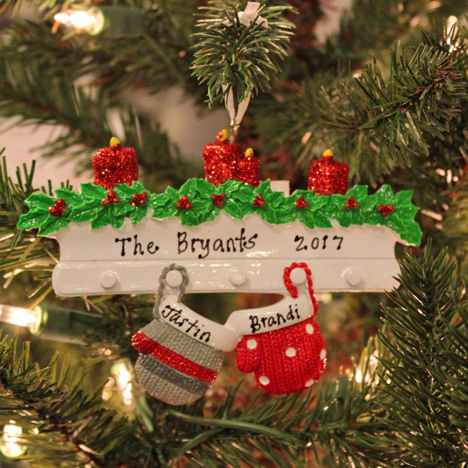Family Personalized Christmas Ornament With 2 Mittens 4 Family Personalized Christmas Ornament With 2 Mittens - Image 2