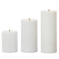 Uyuni 3" X 5", 7" Or 9" Flat Top Moving Flame White Unscented Pillar Battery Candle