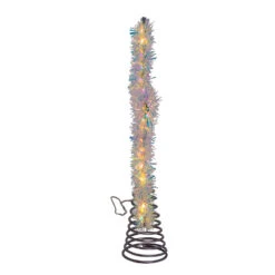 Kurt Adler 12.2" LED Lighted Warm White Silver Tinsel Star Christmas Tree Topper AD1022WW -The Jolly Christmas Shop apibnuzym 42097.1646091909