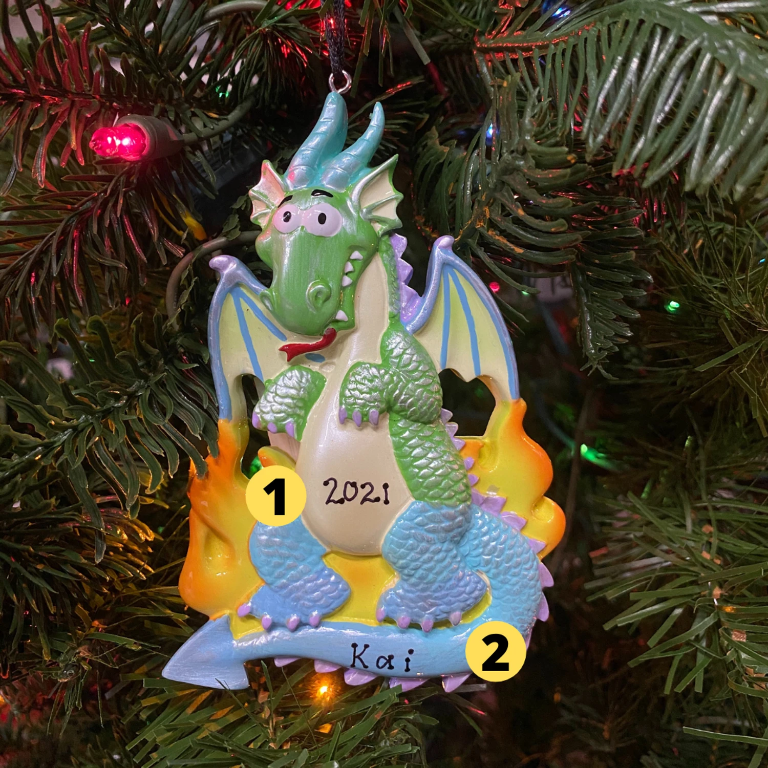 Rainbow Dragon Personalized Christmas Ornament OR962 3 Rainbow Dragon Personalized Christmas Ornament OR962