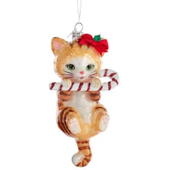 Kurt Adler 5" Noble Gems Cat With Candy Cane Glass Christmas Ornament NB1668 9 Kurt Adler 5" Noble Gems Cat With Candy Cane Glass Christmas Ornament NB1668 -The Jolly Christmas Shop apiht2x5i 62135.1646094768