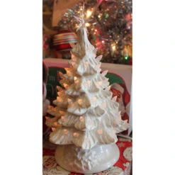 White Ceramic Lighted Christmas Tree 12" -The Jolly Christmas Shop apiistxdw 22774.1646091919