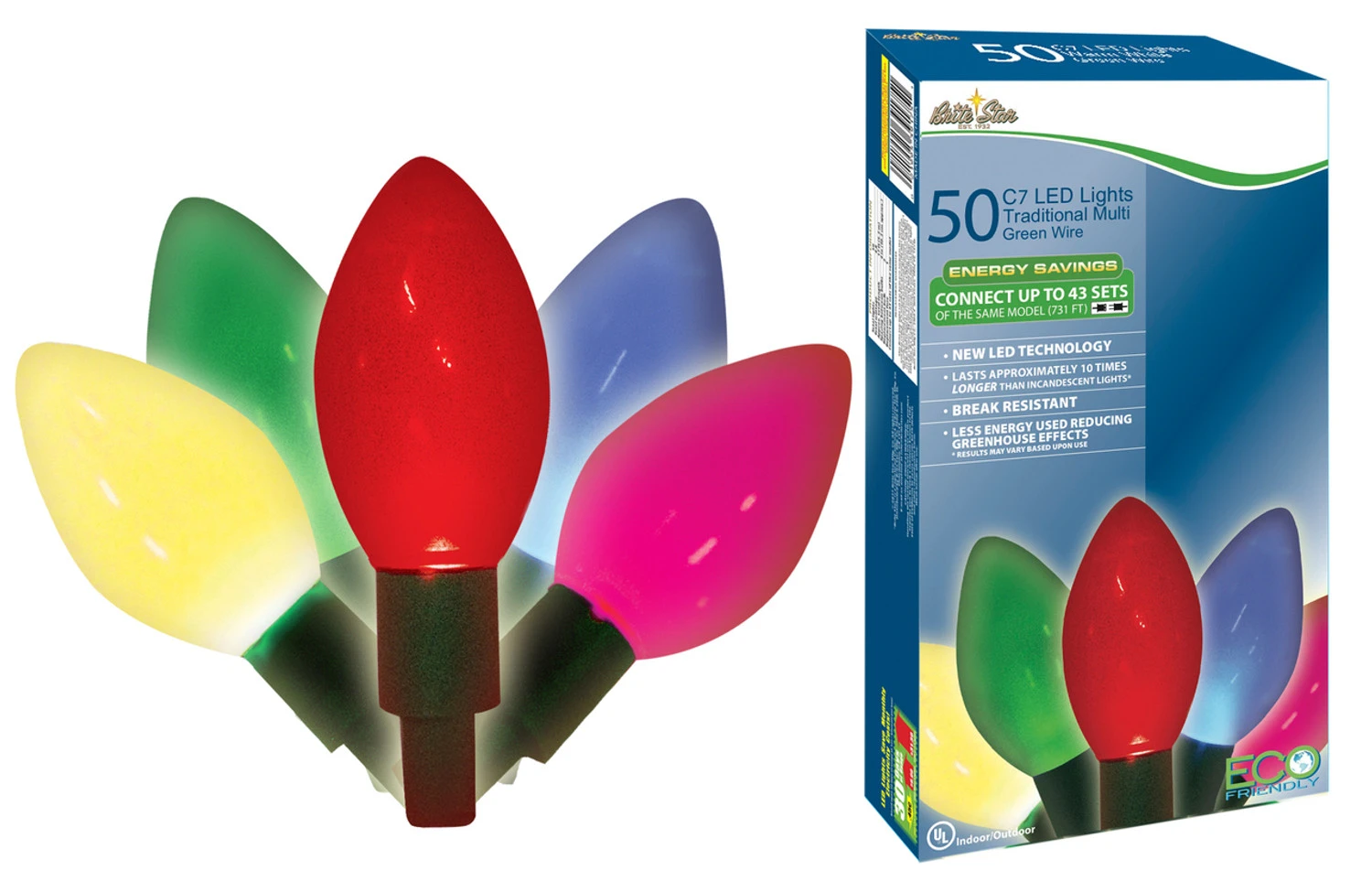 Brite Star 50 Multicolor LED C7 Christmas Light Strand 39-177-00 3 Brite Star 50 Multicolor LED C7 Christmas Light Strand 39-177-00