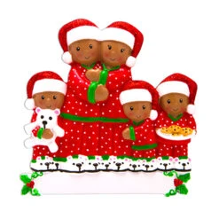 African American Pajama Family Of 5 Personalized Christmas Ornament -The Jolly Christmas Shop apiiv7psy 26968.1646091904