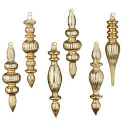 Raz 6.5" Box Of Gold Finial Glass Christmas Ornaments 4122829 -The Jolly Christmas Shop apij8uzu6 58567.1646091903