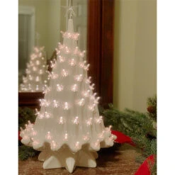 Large Lighted White Ceramic Ice Christmas Tree 23"
