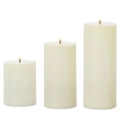 Uyuni 3" X 5", 7" Or 9" Ivory Flat Top Flicker Flame Pillar Candle