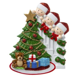 Family Of 3 Around The Christmas Tree Personalized Ornament OR1789-3 -The Jolly Christmas Shop apikk3emn 14951.1646091875