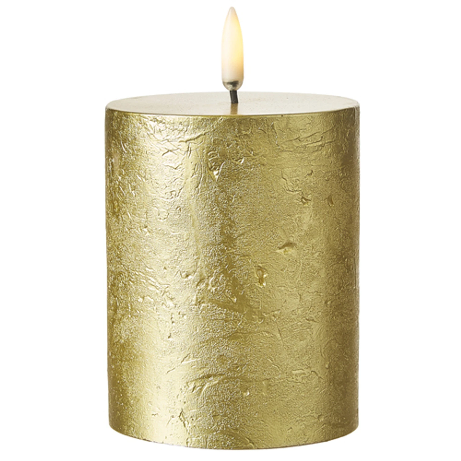 Uyuni 3" X 5" Or 7" Gold Texture Flat Top Flicker Flame Pillar Candle 5 Uyuni 3" X 5" Or 7" Gold Texture Flat Top Flicker Flame Pillar Candle - Image 3