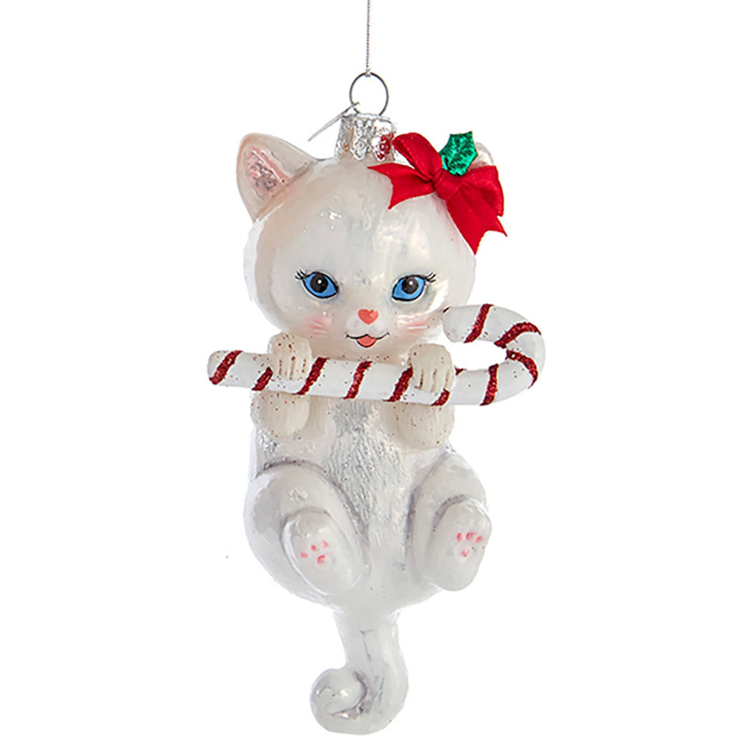 Kurt Adler 5" Noble Gems Cat With Candy Cane Glass Christmas Ornament NB1668 7 Kurt Adler 5" Noble Gems Cat With Candy Cane Glass Christmas Ornament NB1668 - Image 5