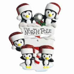 Penguin Family Of 5 At The North Pole Personalized Christmas Ornament OR1739-5 -The Jolly Christmas Shop apim3oh9a 88930.1646091875