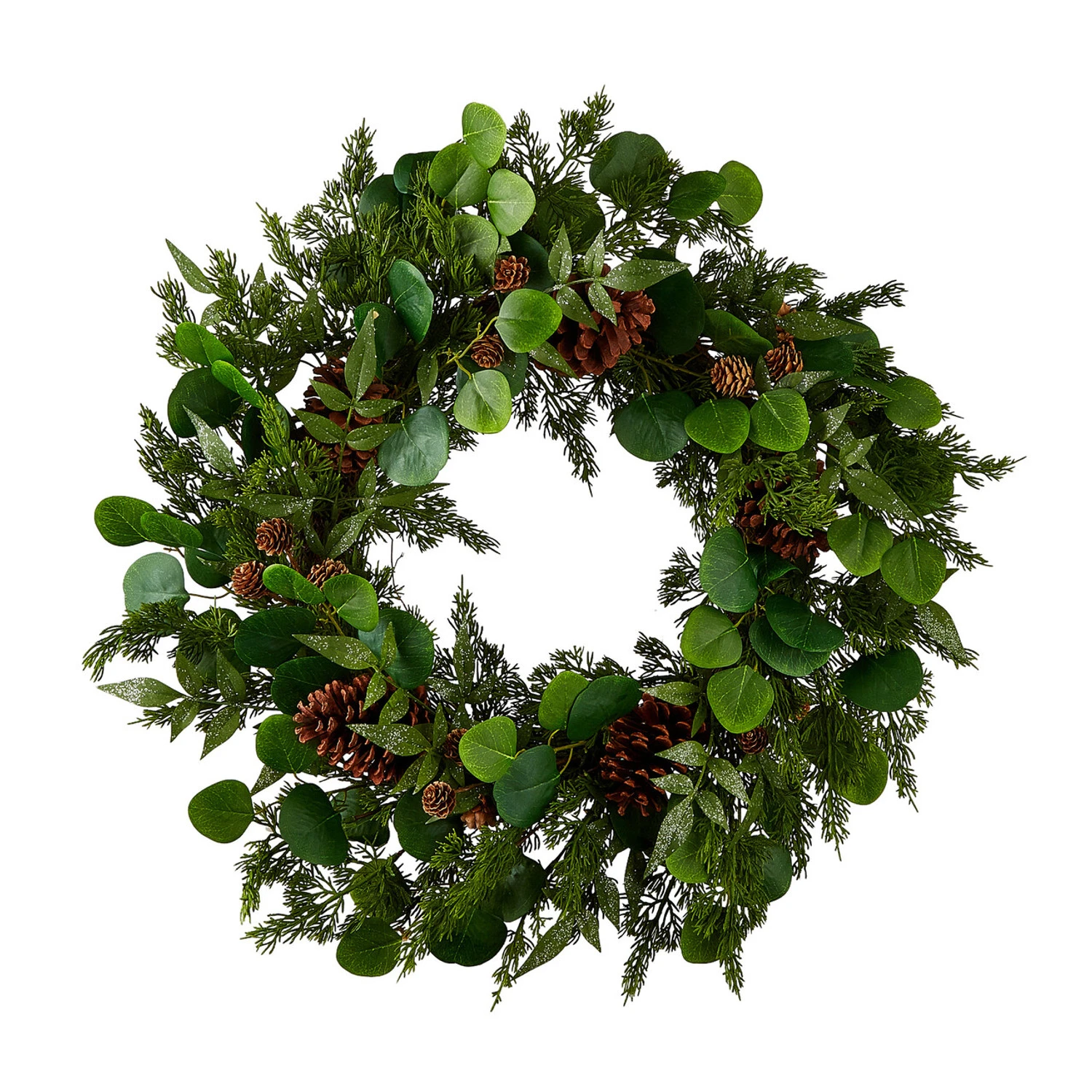Raz 27" Iced Mixed Greenery, Eucalyptus And Pinecone Christmas Wreath W4102617 4 Raz 27" Iced Mixed Greenery, Eucalyptus And Pinecone Christmas Wreath W4102617 - Image 2