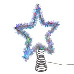 Kurt Adler 12.2" LED Lighted Silver Tinsel Star Christmas Tree Topper AD1022RGB -The Jolly Christmas Shop apio1tds8 83097.1646091916