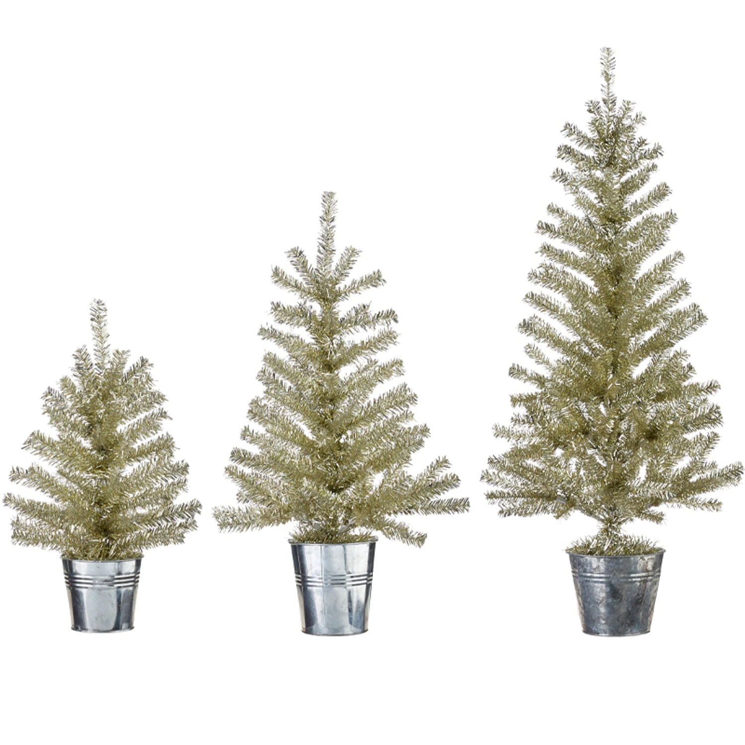 Raz Champagne Tinsel Tree In Galvanized Bucket Christmas Decoration 4 Raz Champagne Tinsel Tree In Galvanized Bucket Christmas Decoration - Image 2