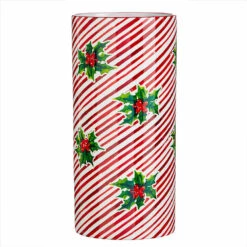 Raz 5.75" Or 12" Red And White Striped Holly Berry Christmas Container -The Jolly Christmas Shop apioz2qah 31435.1646091966