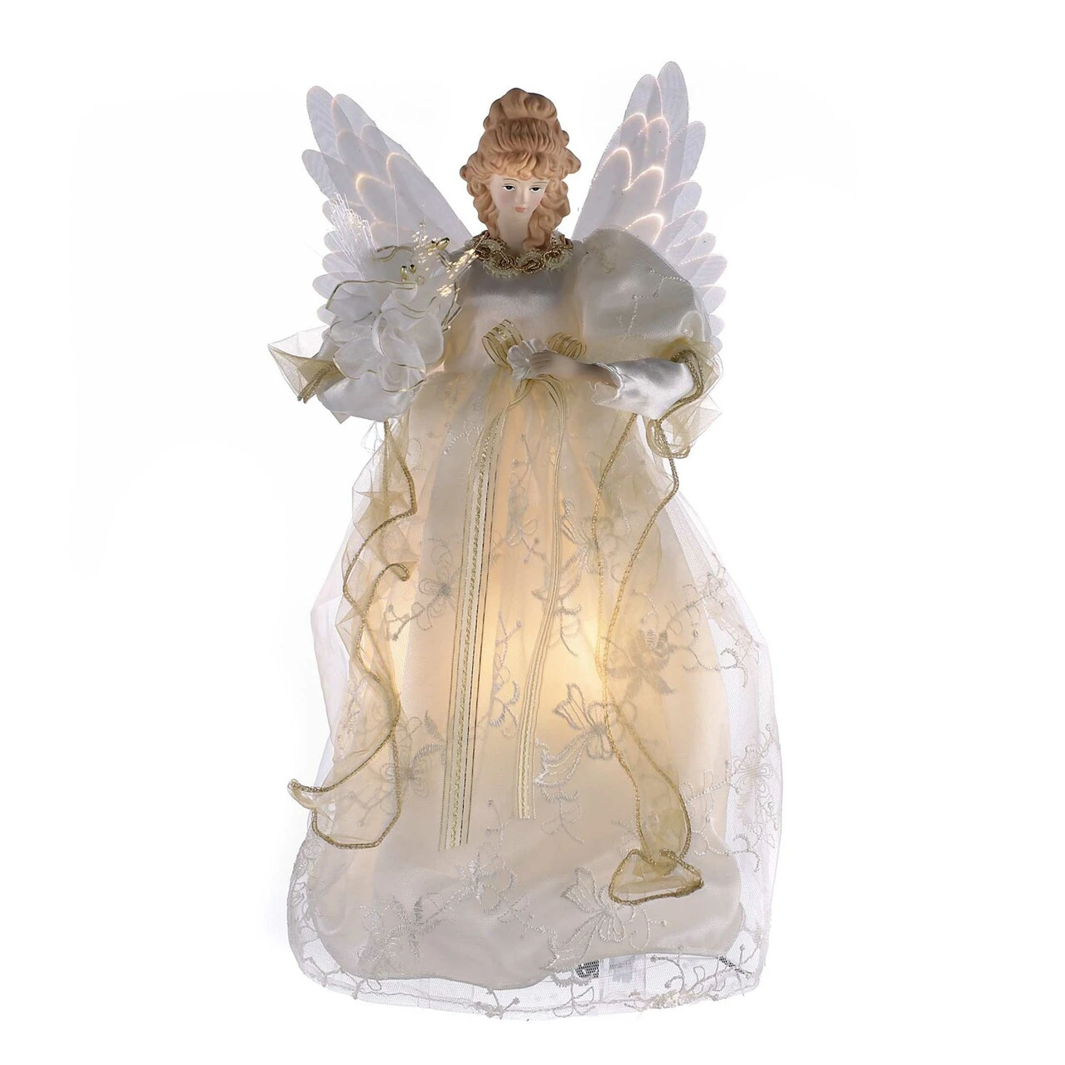 Kurt Adler 14" Fiber-Optic Ivory And Gold Animated LED Angel Christmas Tree Topper UL2173LED 3 Kurt Adler 14" Fiber-Optic Ivory And Gold Animated LED Angel Christmas Tree Topper UL2173LED