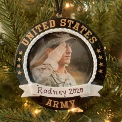 Personalized Black Army Frame Christmas Ornament -The Jolly Christmas Shop apipisl33 58529.1646091867