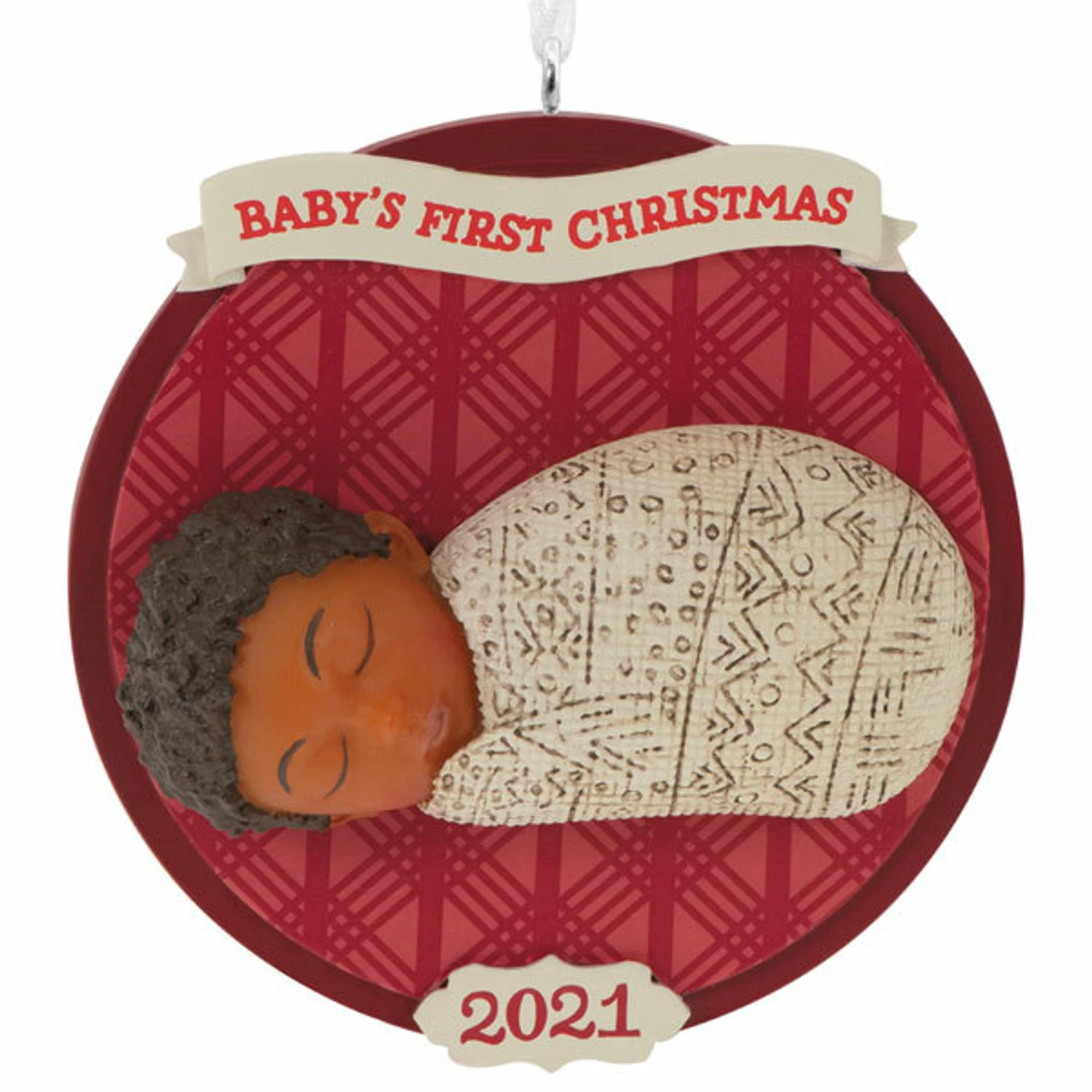 Hallmark 3.25" African American Baby's First Christmas 2021 Dated Mahogany Ornament 1HDA1578 3 Hallmark 3.25" African American Baby's First Christmas 2021 Dated Mahogany Ornament 1HDA1578