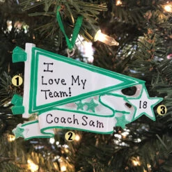 Glittered Green Sports Pennant Personalized Christmas Ornament OR1558-GR -The Jolly Christmas Shop apiq05xub 87062.1646091879
