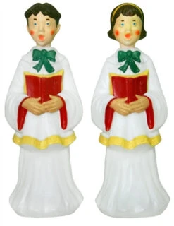 Choir Boy & Girl Lighted Christmas Blow Mold Decorations C3640