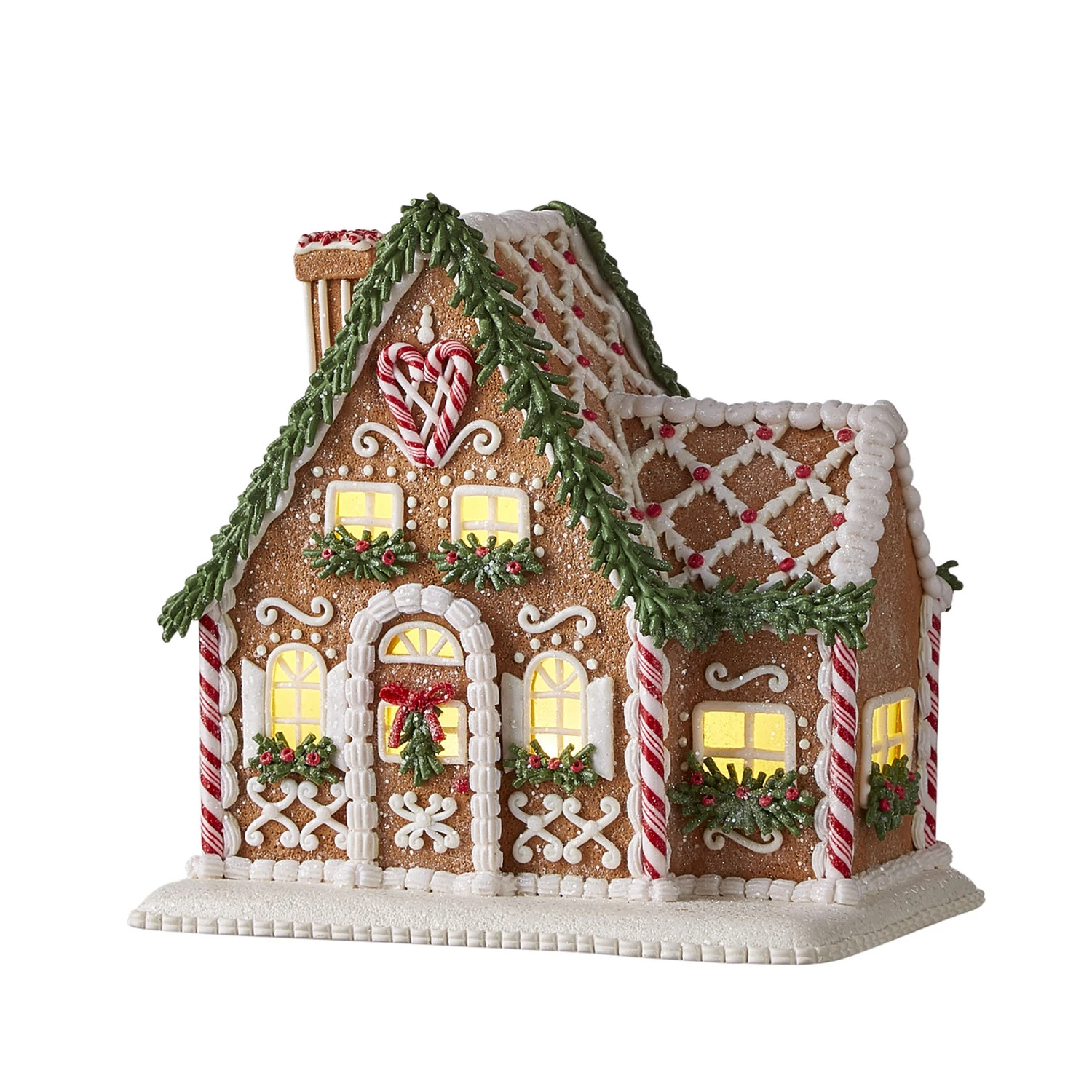 Raz LED Lighted Holiday Spice Gingerbread House Christmas House Figure 4 Raz LED Lighted Holiday Spice Gingerbread House Christmas House Figure - Image 2
