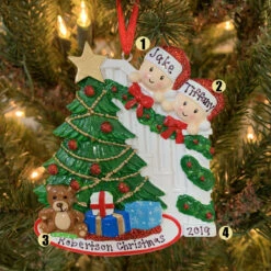 Couple Around The Christmas Tree Personalized Ornament OR1789-2