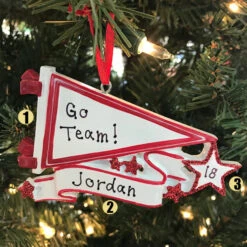 Glittered Red Sports Pennant Personalized Christmas Ornament OR1558-RD -The Jolly Christmas Shop apiuiebch 63471.1646091907