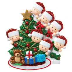 Family Of 7 Around The Christmas Tree Personalized Ornament OR1789-7 -The Jolly Christmas Shop apiuskpqo 02247.1646091926