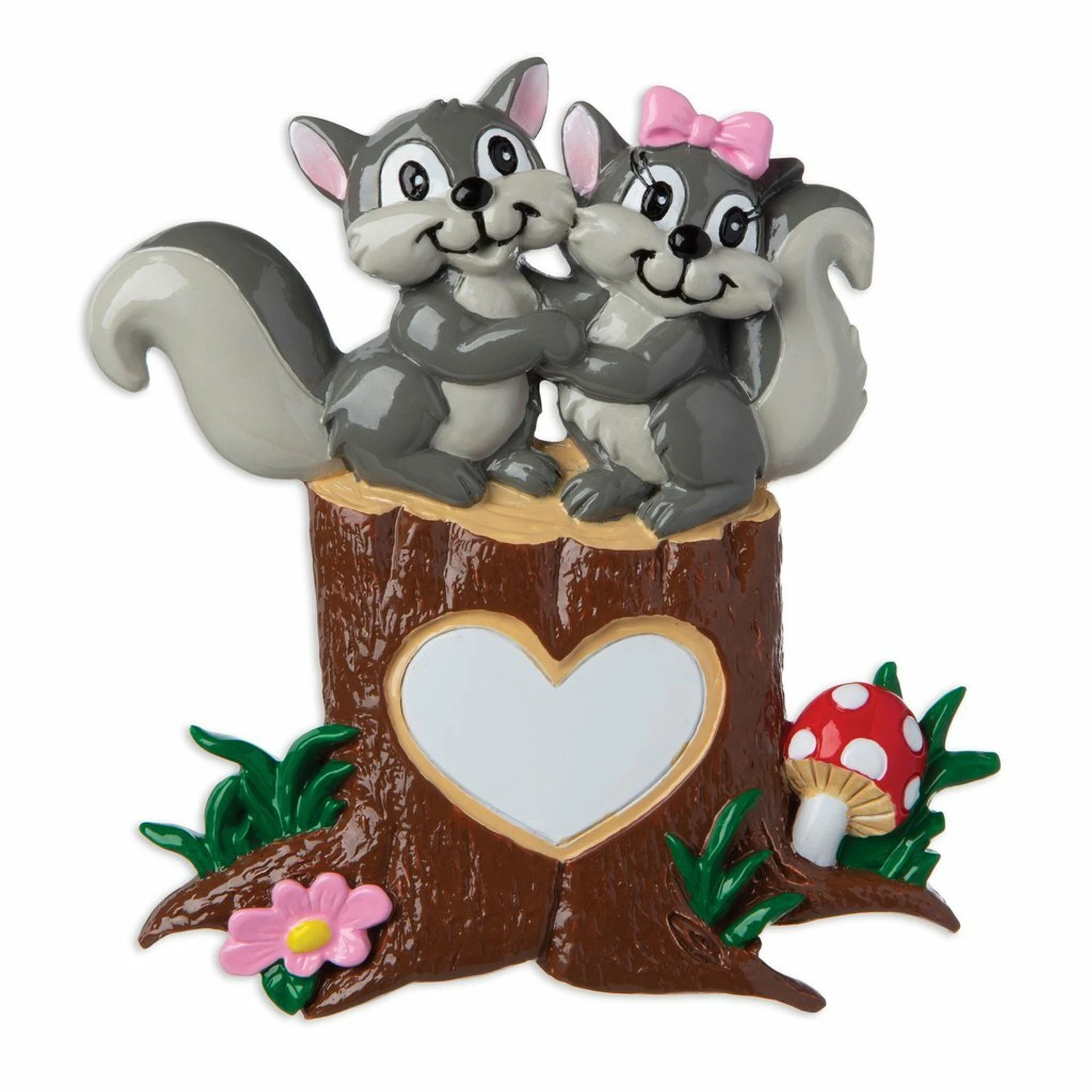 Squirrel Couple On Tree Trunk With Heart Personalized Christmas Ornament OR1890-SQ 5 Squirrel Couple On Tree Trunk With Heart Personalized Christmas Ornament OR1890-SQ - Image 3