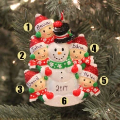 Personalized Christmas Ornament Family Of 5 Building A Snowman OR1367-5