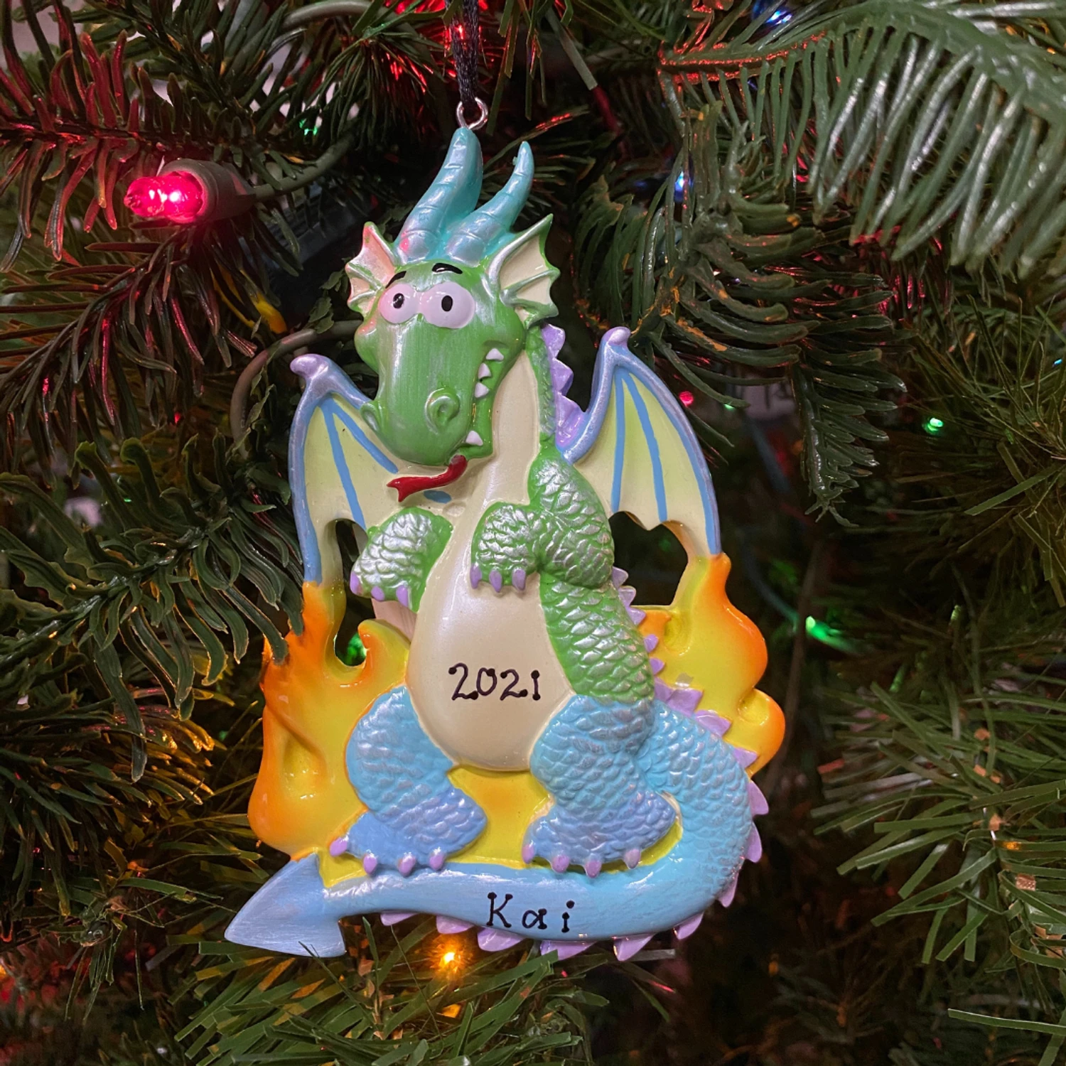 Rainbow Dragon Personalized Christmas Ornament OR962 4 Rainbow Dragon Personalized Christmas Ornament OR962 - Image 2