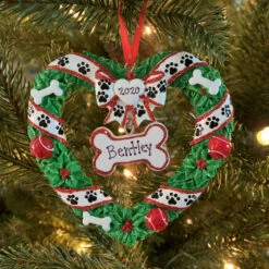 Puppy's First Christmas Wreath Personalized Christmas Ornament OR1612 -The Jolly Christmas Shop apizdqamt 65508.1646091902