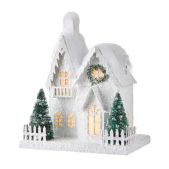 Raz White Flocked LED Lighted Battery Operated Christmas House 9 Raz White Flocked LED Lighted Battery Operated Christmas House -The Jolly Christmas Shop apizlay5a 17751.1646091955