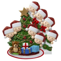 Family Of 8 Around The Christmas Tree Personalized Ornament OR1789-8 -The Jolly Christmas Shop apizlv3ja 98220.1646091893