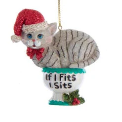 Kurt Adler 3.25" "If I Fits, I Sits" Cat Christmas Ornaments E0599 -The Jolly Christmas Shop e0599b 32018.1677698899