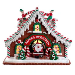 Kurt Adler 10.5" Battery Operated Lighted Santa's Workshop Gingerbread Christmas House GBJ0039