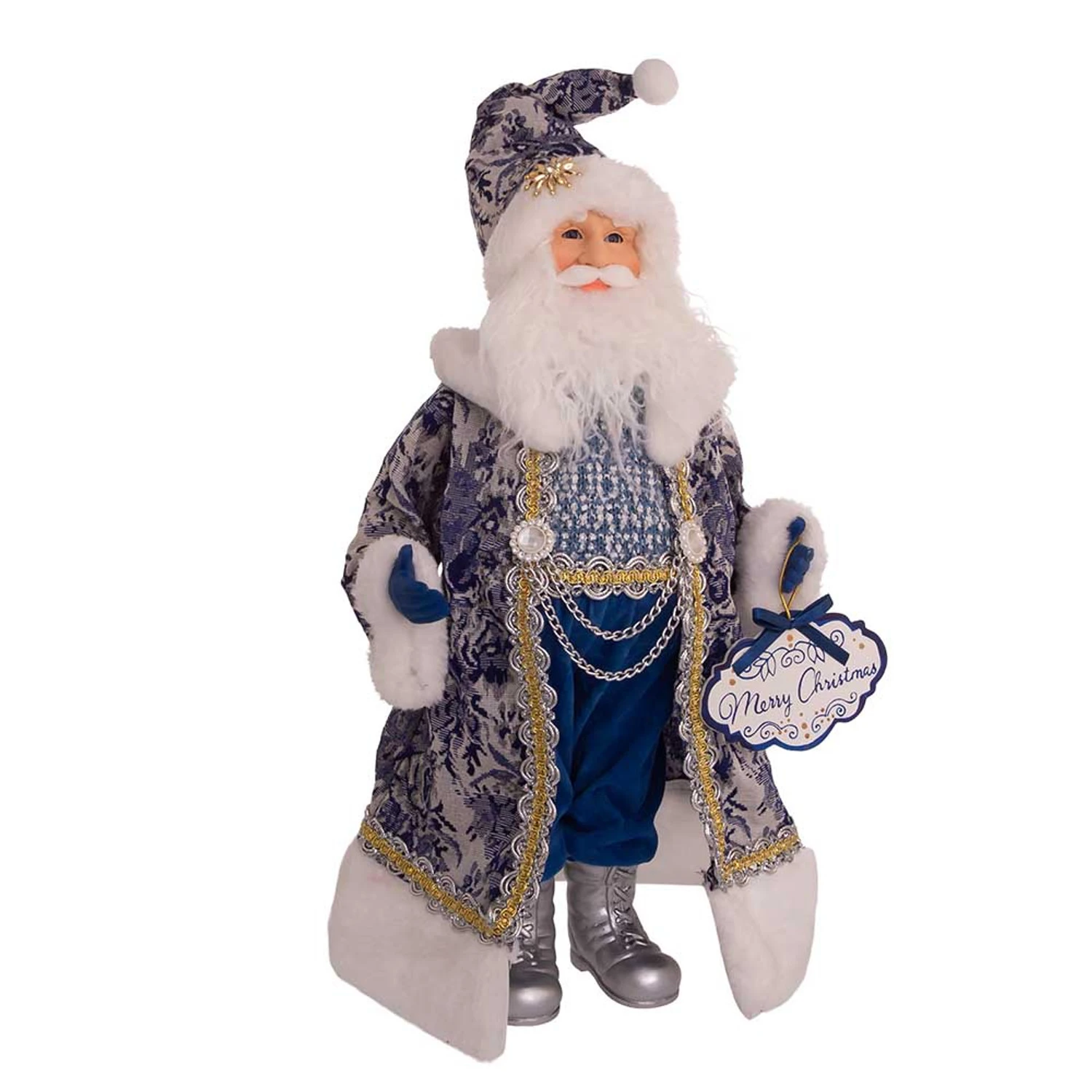 Kurt Adler 18" Blue Delft Santa Holding Sign Christmas Figure J6098 4 Kurt Adler 18" Blue Delft Santa Holding Sign Christmas Figure J6098 - Image 2