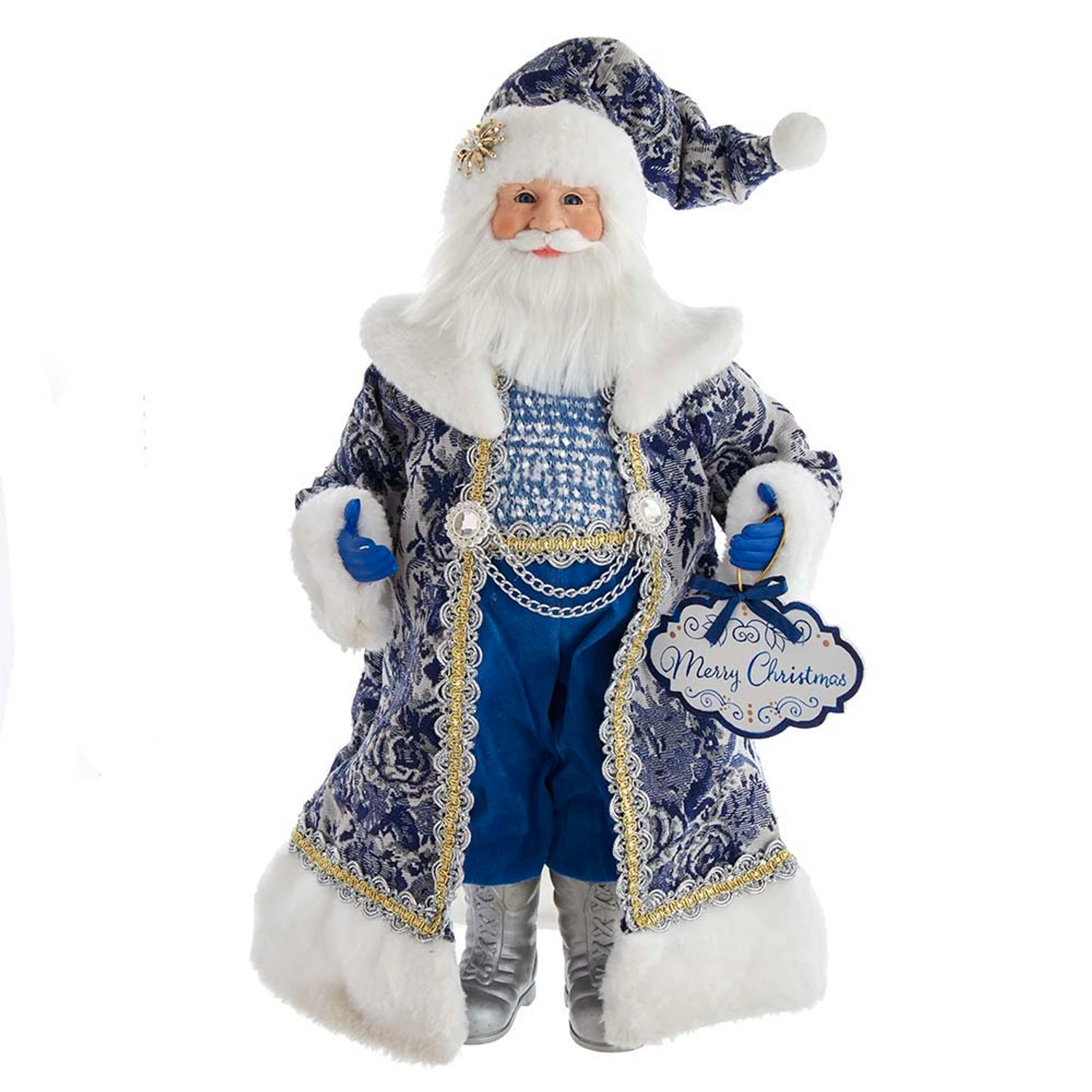 Kurt Adler 18" Blue Delft Santa Holding Sign Christmas Figure J6098 3 Kurt Adler 18" Blue Delft Santa Holding Sign Christmas Figure J6098