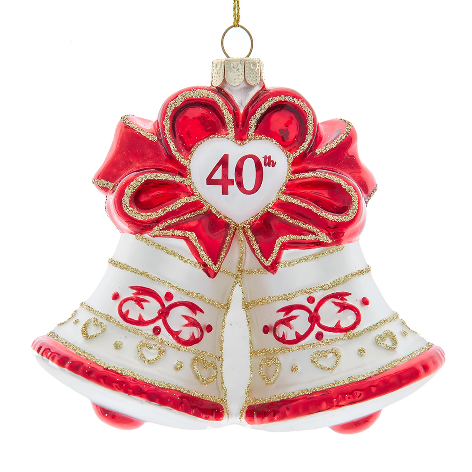 Kurt Adler 4.5" Noble Gems "40th Anniversary" Bell Glass Christmas Ornament NBX0106 3 Kurt Adler 4.5" Noble Gems "40th Anniversary" Bell Glass Christmas Ornament NBX0106